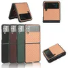 Funda fundas de teléfono para Samsung Galaxy Z Flip 4 3 patrones cuadrados pegatina Funda trasera de cuero PU