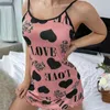 Kadın pijama pijamaları set kadın kadınlar askıya alma ev kıyafetleri yumuşak aşk baskılı pijama seksi ince sling bulanık salon