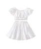 衣類セットキッズの幼児の女の子の服を肩の袖のノースリーブトップトップフリルスカートセットソリッドホワイトプリンセスパーティーサマードレス
