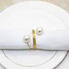 Pearl Napkin Rings verstelbare metalen servetringhouder Serviette Buckle voor paasfamilie verzamelen dinerfeest bruiloft decor
