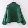 Knitted Pullover Sweater Women Loose Casual Turtleneck Warm Thick Autumn Winter 2022 Fashion Female Color Block Top