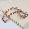 Choker 10-12mm Natural Freshwater Pink Purple Edison Round Pearl Necklace For Women Gift