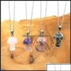 Pendant Necklaces Pendant Necklaces Stainless Steel Chain Mushroom Necklace Natural Stone Crystal Quartz Healing Energy For Bdejewel Ottsc
