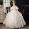 2023 white Crystal Flower Girls Dress for wedding Pageant Dresses Ball Gown Beaded Toddler Infant Clothes Little Kids Birthday Gowns