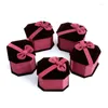 Sieradenzakken 10 stks 6,5x4,5 cm rode fluweel papierring oorbel doos bruiloft voor oorbellen display cadeauhouder porte