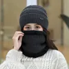 2 pz/set Inverno Caldo Beanie Cappello per Gli Uomini Cappello Lavorato A Maglia Berretto Invernale Donne di Lana Spessa Collo Sciarpa Caps Balaclava maschera Bonnet Cappelli Set