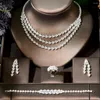 Necklace Earrings Set HIBRIDE Three Layers 4pcs And Earring Leaf Design Fashion Women Bridal Wedding Collier Femme N-1900