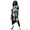 Kvinnor Plaid Blusar Skjortor Long Coat Fashion Women Spring Winter Loose Pocket Ladies Casual Elegant Outwear