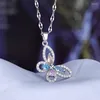 Pendant Necklaces 2022 Exquisite Fashion Women Butterfly Animal Necklace Openwork Crystal Diamond Chain Jewelry Party Banquet Gift