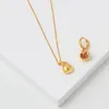 Pendant Necklaces Brand Original Design Pomegranate Necklace Clavicle Chain Dangle Earring With Red Crystal For Women Brass Plated 18K Gold