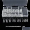 False Nails 100Pcs/Box Ballerina Nails Acrylic False Fl Er Natural/White/Clear Coffin Nail Tips Artificial French Fake Drop Delivery Dhzeg