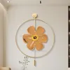 Wall Clocks Modern Metal Wrought Iron Clock For Living Room Furniture Silent Household Personality Flowers Decor