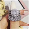 Cluster Rings Cluster Rings 2021 925 Sterling Sier Cushion Oval Finger Ring Sets For Women Jewelry Pure Wedding Engagement Wholesa249w