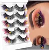 Extensions de faux cils colorés épais et doux, bouclés, croisés, réutilisables, faits à la main, multicouches en vison, faux cils, bande complète, 4 modèles DHL