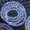 Bracelets en pierre de lune naturelle pour femmes, fil de 5.5mm, lumières bleues véritables, extensibles, trois tours, perles rondes en cristal