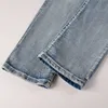 Мужские джинсы Мужчины рваные байкерские джинсы светло -голубые джинсовые джинсы тонкие конические карандашные отверстия. Отверстия Пелосец Плиссированные Плачковые Брюки T221102
