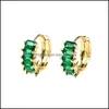 Hoop Huggie Hoop Earrings فاخر مربع الزركونيا المكعب للنساء للنساء النحاس العالي النحاس الذهب مطلي بالثقب المجوهرات Drop D Dhksw