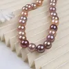 Choker 10-12mm Natural Freshwater Pink Purple Edison Round Pearl Necklace For Women Gift