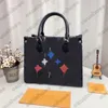 ONTHEGO MM Bag M46448 23SS Cruise Spring Show Shoulder Bag Black Cowboy Monograms Jacquard Denim Tote Leather Womens Designer Graffiti 35CM Handbag Cross Body