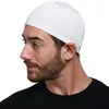 Boinas de boina malha de malha muçulmana chapéu de oração beanies machos capitão islâmico ramadã judeu kippah homme masculino de cabeça sem largura