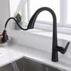 Robinets de cuisine, robinet extractible gris pistolet avec lavabo à eau froide mélangée, évier rotatif