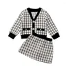 Clothing Sets Toddler Baby Girls Winter Clothes Plaid Coat Tops Tutu Dress Formal Outfits