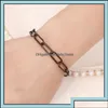 Link Chain Link Chain Bracelets Jewelry Fashion Simple Retro Geometric Bamboo Paperclip Stainless Steel Gold Bracelet Drop Delivery Otk0S