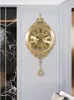 Wandklokken Pure Brass Clock Home Living Room Modern Simple Light Luxe Watch Creative Swing Fashion