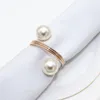 Pearl Napkin Rings Gold Silver Napkin Buckles voor Thanksgiving Christmas Wedding Dining Table Decor