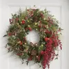 Couronne de fleurs artificielles de noël, guirlande murale suspendue pour porte d'entrée, ornements de maison, pendentifs d'arbre de noël, décor joyeux