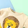 Set di abbigliamento 0-12m Born Boys Set Set Cartoon Lion Stampa Pullover a maniche lunghe Pantaloni a colori solidi 2 pezzi Autunno