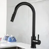 Kitchen Faucets Black Faucet Two Function Single Handle Pull Out Mixer and Cold Water Tap Deck Mounted Stream Sprayer Head 221103