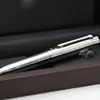 2022 New Metal Famous Pen بدون Red Wood Box Silver Ballpoint Pent Pen Pritive Office and School Fashion Abser