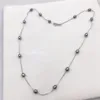 Hänge halsband grossist naturligt sötvatten pärla riskorn form svart 5-6 mm tibetansk silverhalsband