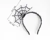 Black Cobweb Lace Headband with Silver Rose Bud & Crystal Beading Halloween Party Hair Accessories for Kids