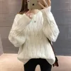 Women's Sweaters O-Neck Twisted 2022 Arrival Thick Warm Winter Knitted Women Sweater Loose Casual Solid Color Pullover