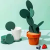 Tovagliette a forma di cactus Cuscinetti antiscivolo per tazze Isolati in feltro rotondo Stile fai-da-te Decorazioni per l'home office creativo Artigianato d'arte Tovaglietta