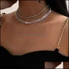 Chokers Chokers Rhinestone Charking Chunky Declarent Declaration for Women 2021 Mitlayer Gold Sier Collar Party Acessórios Droga Droga Dhfik