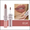 Lipgloss Teayason Lipgloss 2-in-1-Doppelkopf, langlebig, matt, Bohnenpaste, Farbe, Lipgloss, flüssiger Lippenstift, Tönung, Make-up, Lippenliner, Hallo Dhdnx