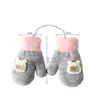 Hair Accessories 1-4Y Cartoon Bear Baby Wool Mittens Winter Warm Kids Girl Gloves Knitted Children Toddler Thick Teething Mitten Handschoen