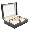 Boîtes de montres 10 grilles boîte en cuir PU montres vitrine organisateur de bijoux avec serrure goutte