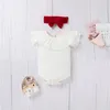 Kl￤dupps￤ttningar Sm￥barn Baby Girl Summer Clothes Suit 3st Ruffled Collar Romper Suspender Culottes Cake kjol Huvudbonad kl￤der