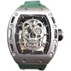 MEKANISKA LADER Titta på Mechanical Mens Watches Skull Richa Luxury Barrel RM052 Mekanisk klocka Mens Hollow Calendar Automatisk sportkorg