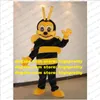 Smart maskot kostym svart gul insekt honungsbi apidae bi vuxen mascotte med stora svarta ögon gula vingar nr 368 gratis fartyg