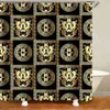 3D 高級ブラックゴールドギリシャキー蛇行浴室カーテンシャワーカーテンセット浴室用モダンな幾何学的な華やかなバスラグ装飾 211223