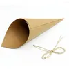 Gift Wrap DIY Wedding Flowers Kraft Paper Lace Cone-Shaped Flower Tube With Rope Double-Sided Adhesive