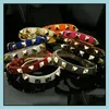 Armreif Armreif Punk-Stil Mode Spike Armband mit Pu-Leder Schmuck Pyramide Nieten Armbänder für weibliche HochzeitsgeschenkeBangle Bang Dhbm2