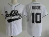 College Baseball porte des maillots de baseball pour hommes Biggie Smalls 10 Bad Boy est le maillot noir et blanc le plus malade, chemises cousues 20e patch S-XXXL