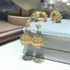 Dangle Earrings UNICE S925 Gold Filled Natural Turquoise Opened Hollow Flower Birdcage Ball Drop Vintage For Women Fine Jewelry