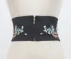 Belts Vintage Chinese Embroidery Wide Corset Zipper Elastic Waistband Fashion Ladies Tradtional Embroidered Fabric Waist Belt Cinture